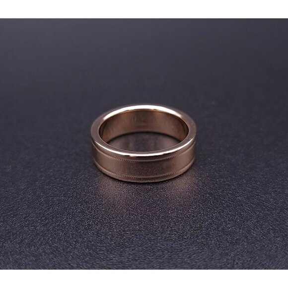 Tiffany & Co 18kt Rose Gold Together Double Milgrain 6mm Wedding Band Size 6.5 - Picture 9 of 15